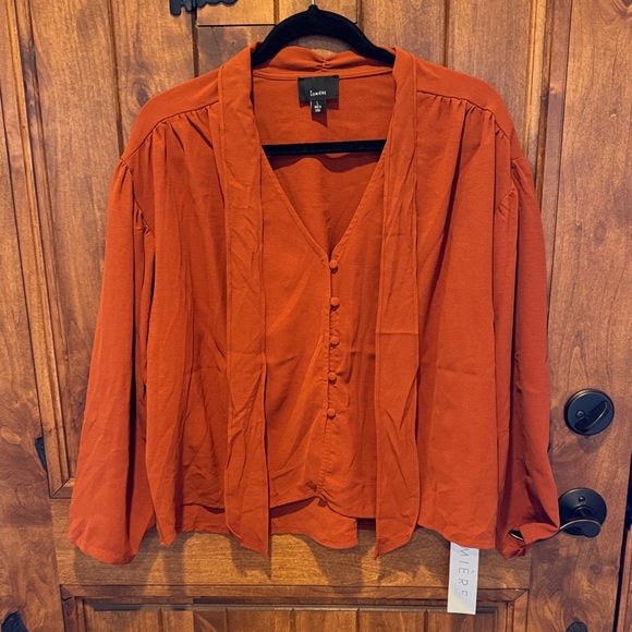 Lumiere Tops - Lumiere Women's Orange Button-Up Blouse